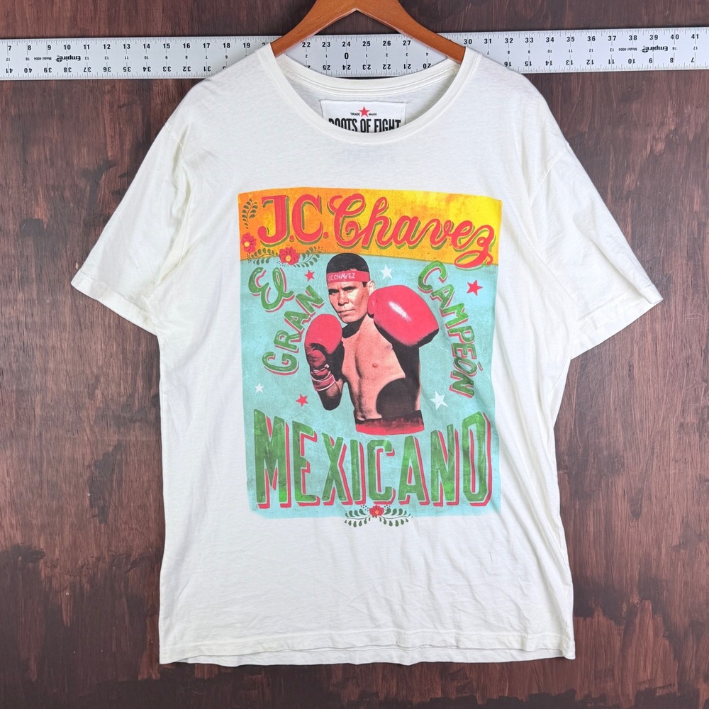 Roots of Fight Julio Cesar Chavez Mexicano Boxing Graphic T-Shirt Mens XL White